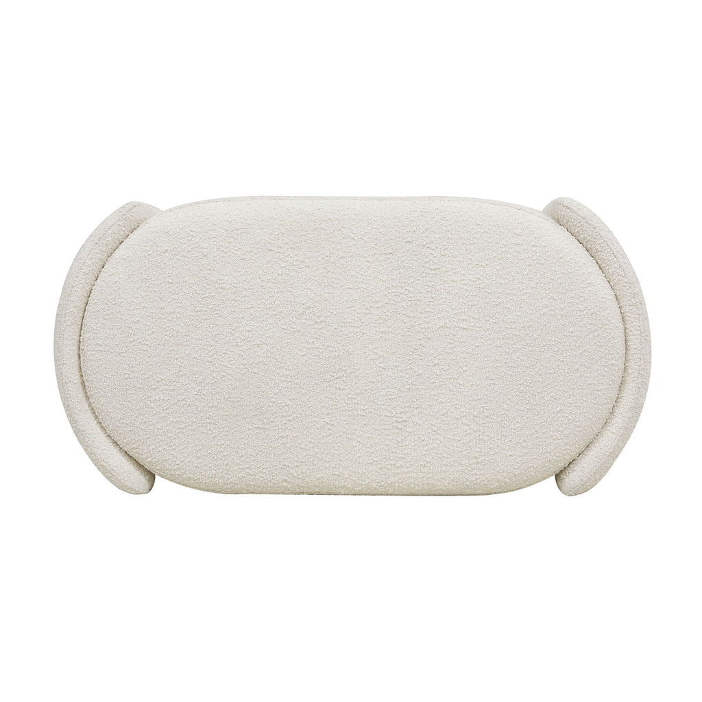 Fuji - Oval Storage Bench, Upholstered - Ivory White