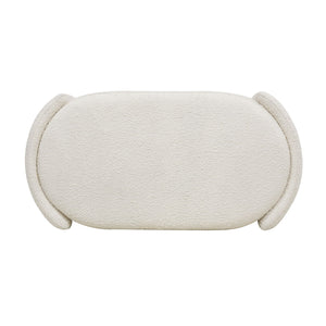 Fuji - Oval Storage Bench, Upholstered - Ivory White