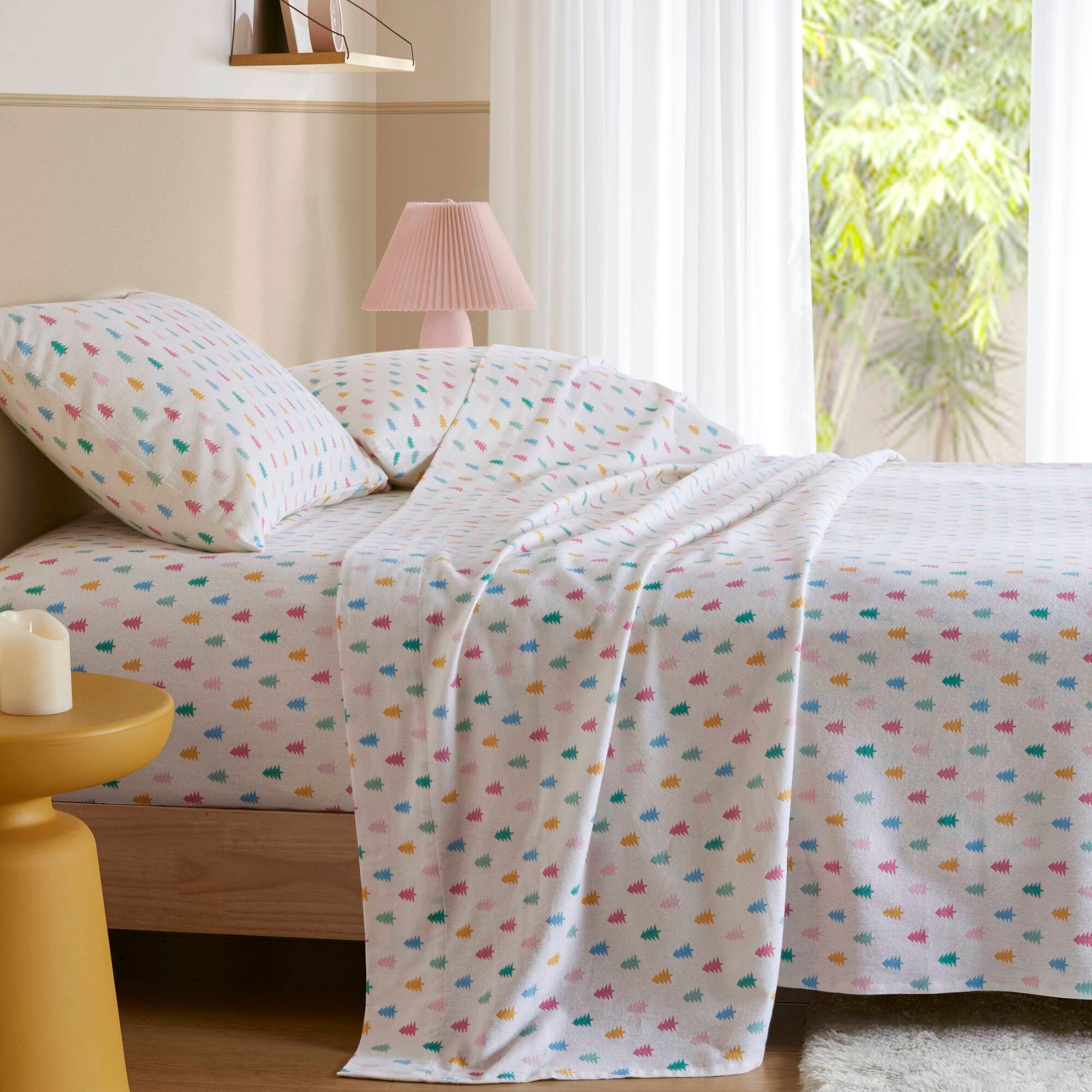 Cozy Soft - Full 100% Flannel Pigment Printed Sheet Set - Tree Block