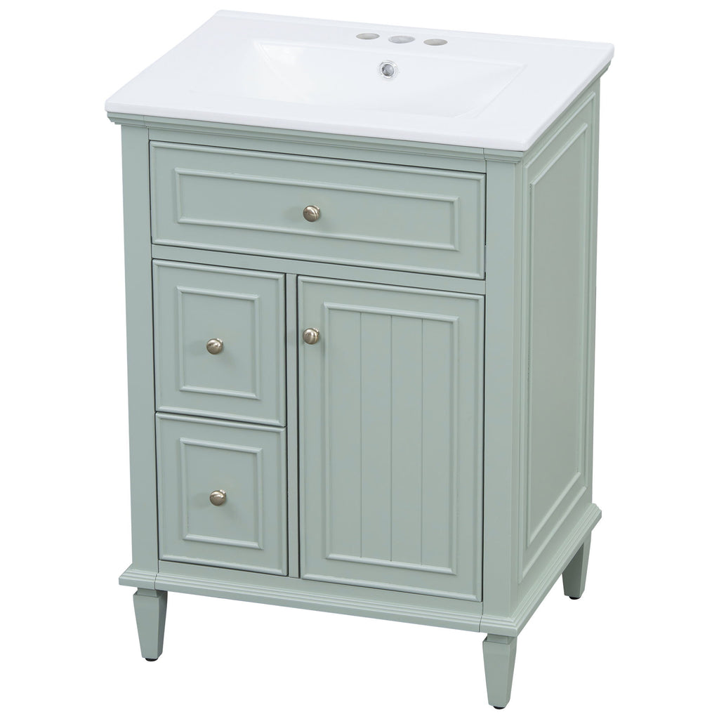 Modern Bathroom Vanity With Sink, Adjustable Shelf, 1 Flip Drawer & 2 Drawers