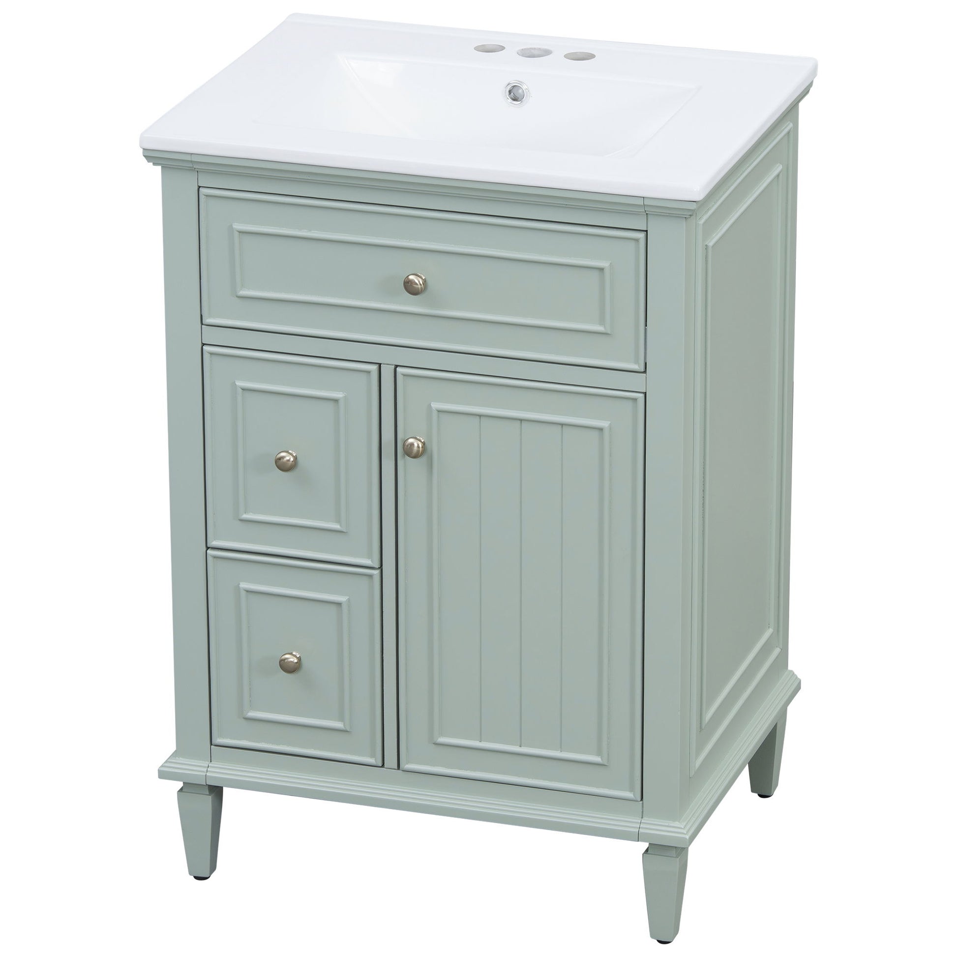 Modern Bathroom Vanity With Sink, Adjustable Shelf, 1 Flip Drawer & 2 Drawers