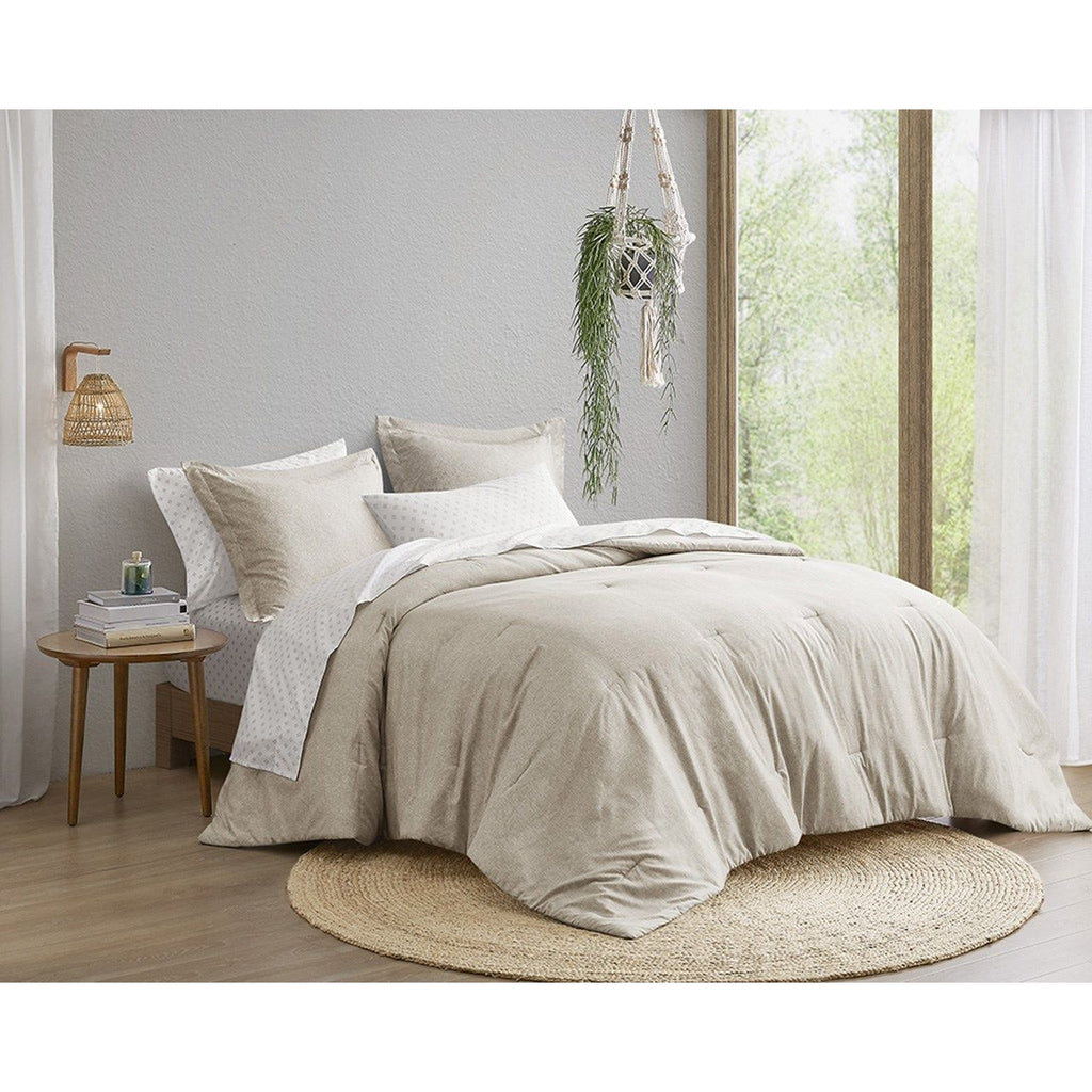 Camden - King/California King Chambray Print Solid Comforter Set - Neutral