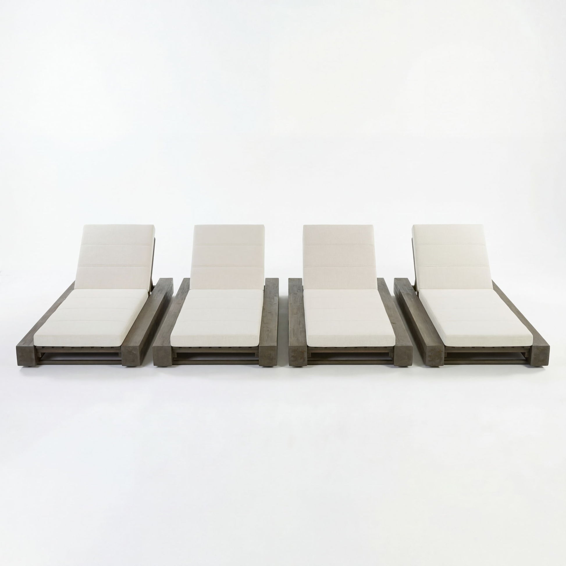 Outdoor Chaise Lounges With Water-Resistant Cushions, Adjustable Backrest