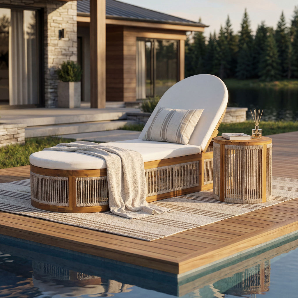 Chaise Lounge Set With Side Table