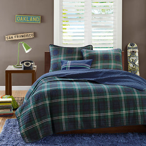 Mi Zone Brody - Reversible Coverlet Set - Blue