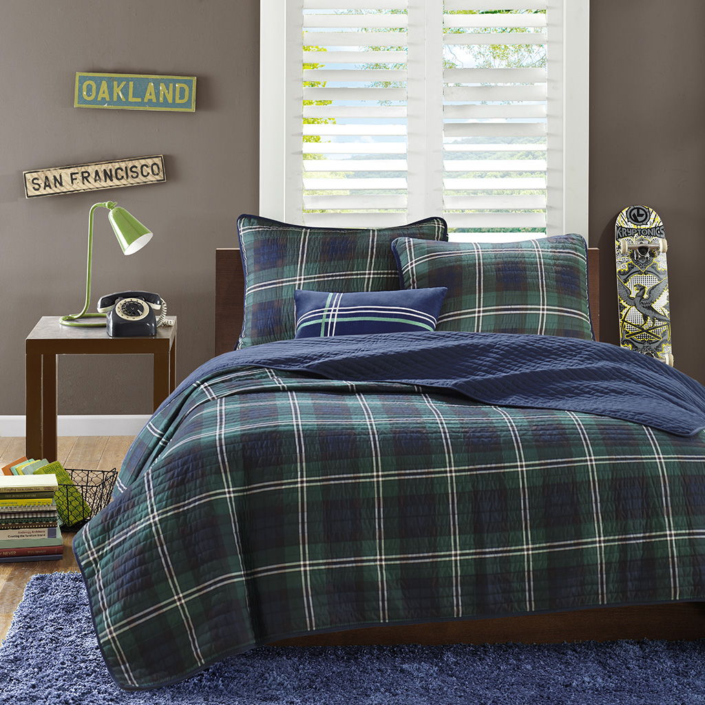Brody - Reversible Coverlet Set - Blue