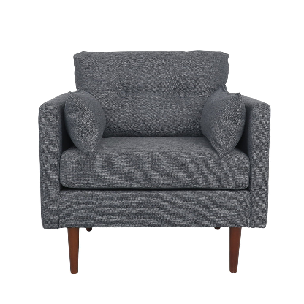 Enchantica - Upholstered Fabric Club Chair With Button Tufted And 2 Accent Pillows