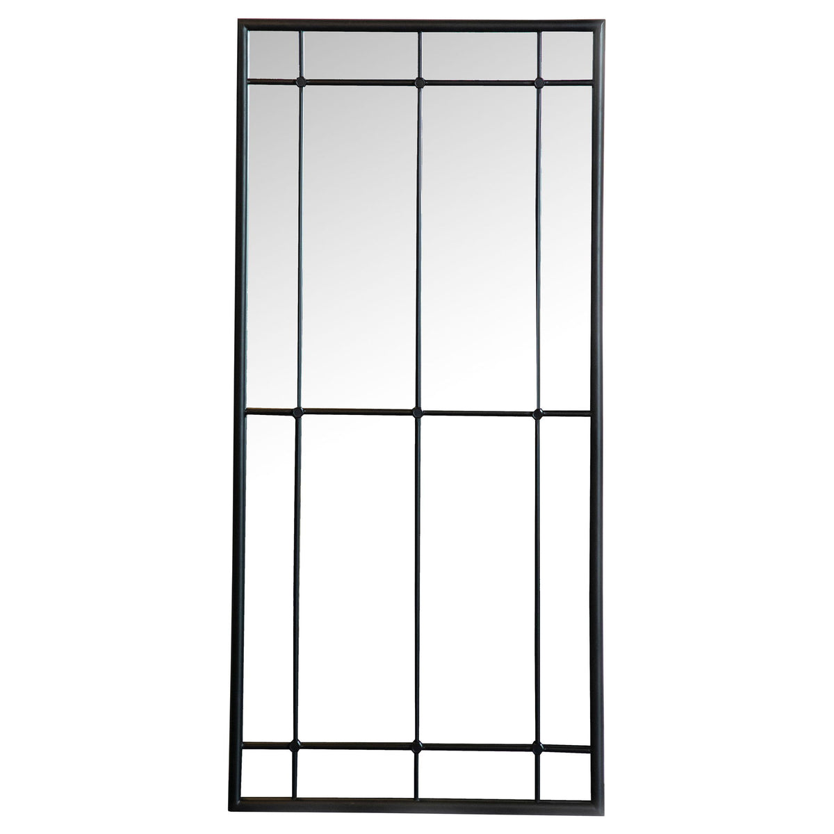 Harvik - Window Pane Wall Mirror With Linear Trim - Black