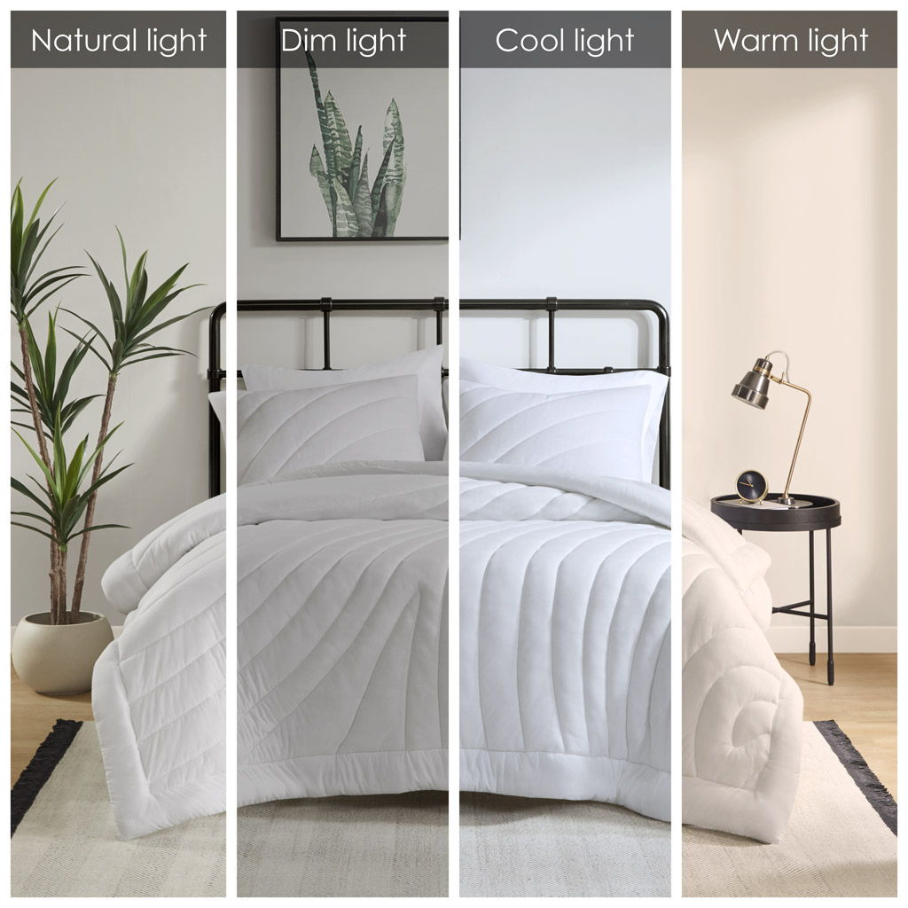 Juniper - Poly Jersey Puffy Twin Comforter Set - White