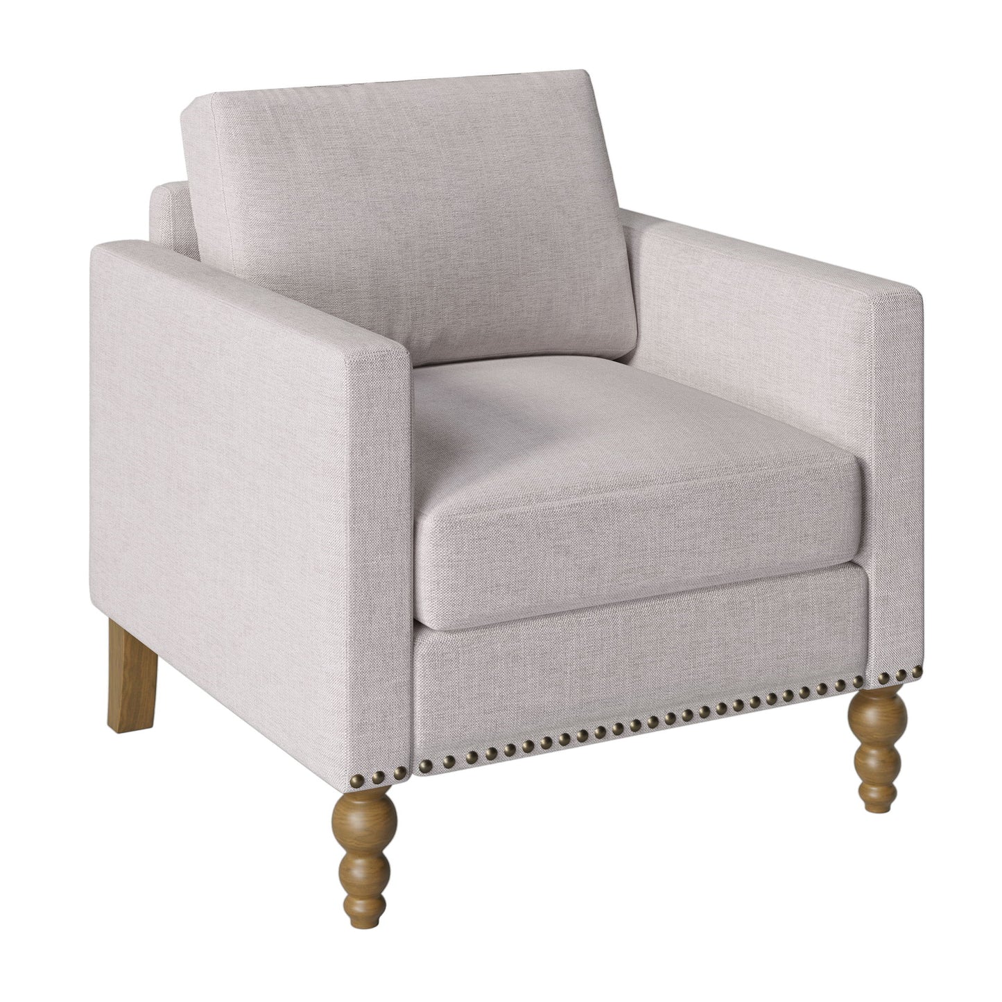 Gewnee - Armchair With Nailhead Trim And Legs - Beige