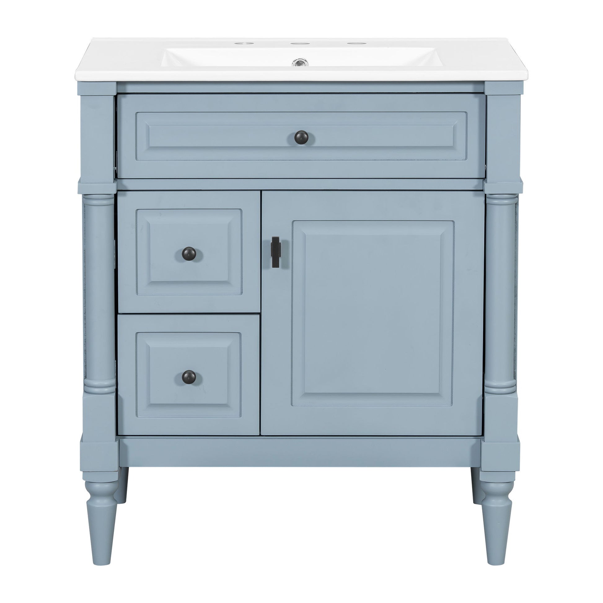 Modern Bathroom Vanity With Sink, Freestanding Cabinet With Flip Drawer & Adjustable Shelf