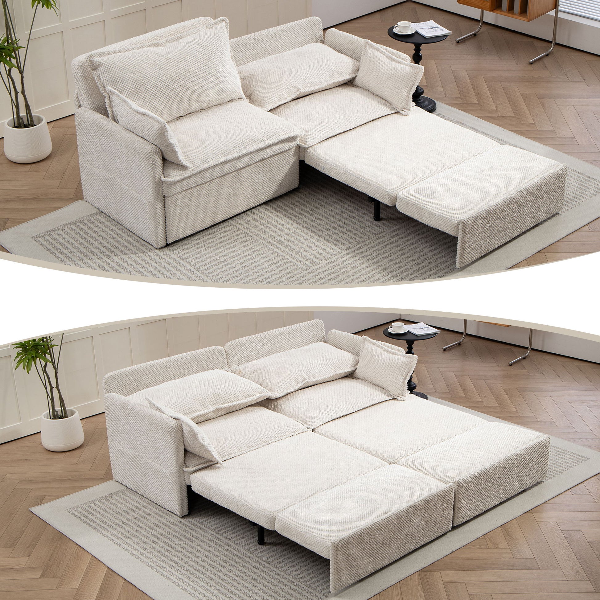 Pull Out Sofa Bed, Corduroy Convertible Sleeper Sofa Couch, Side Storage, And USB / C - Type Charging Ports Chair
