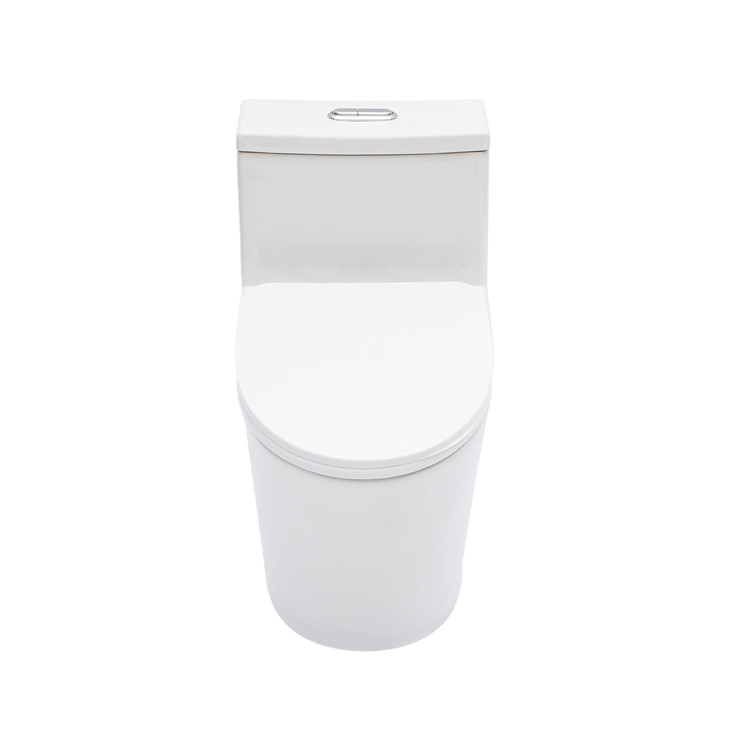 1 Piece Toilet For Bathroom, Dual Flush 1.24 / 1.43 Gpf, Soft Closing Seat - White