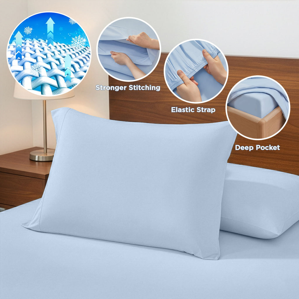 Ice Touch - King Sublime Serenity Luxury Sheet Set - Ice Blue