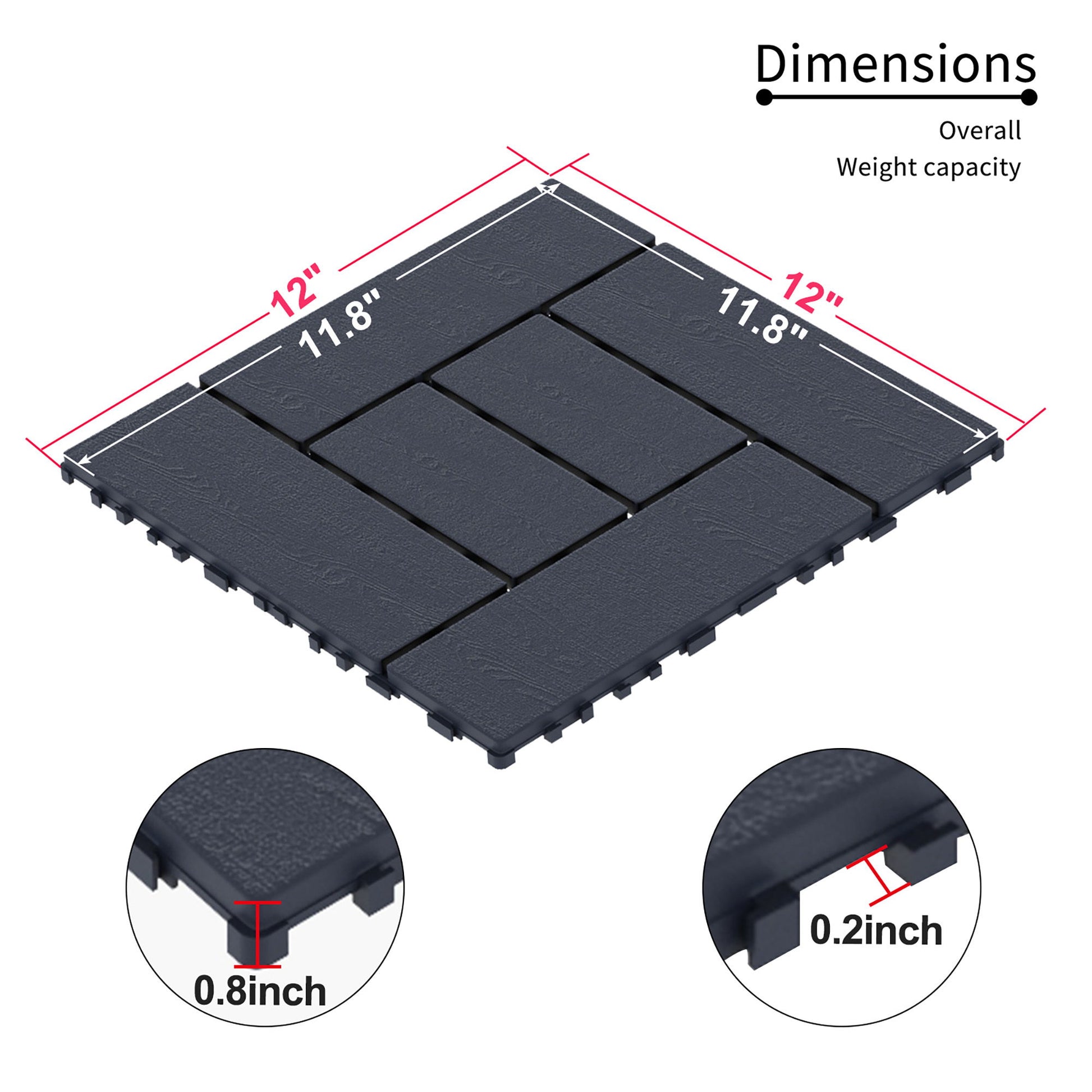 Patio Diy Module Interlocking Decking Tiles Floor, Outdoor And Indoor, Easy And Quick Installation