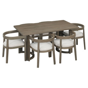 Rectangular Dining Table Set For 6 With Upholstered Barrel Back Chairs