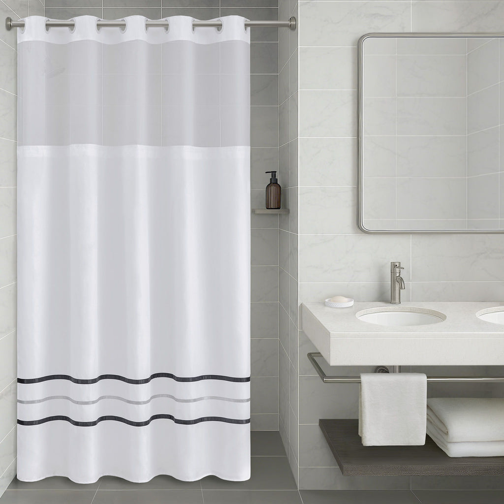 Plain Weave - Premium Shower Curtain Ribbon - White