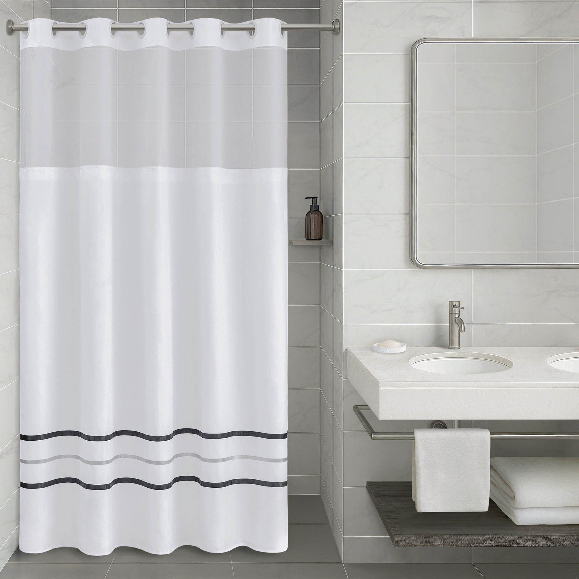Plain Weave - Premium Shower Curtain Ribbon - White