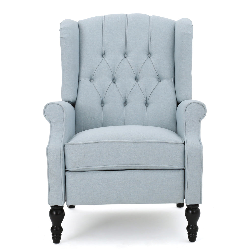 Armchair Recliner With Pushback Mechanism And Wingback Design