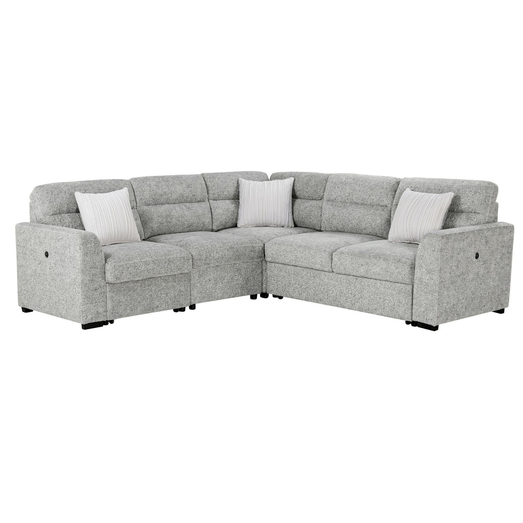 Emiliano - Sectional Sofa With 3 Pillows - Nickel