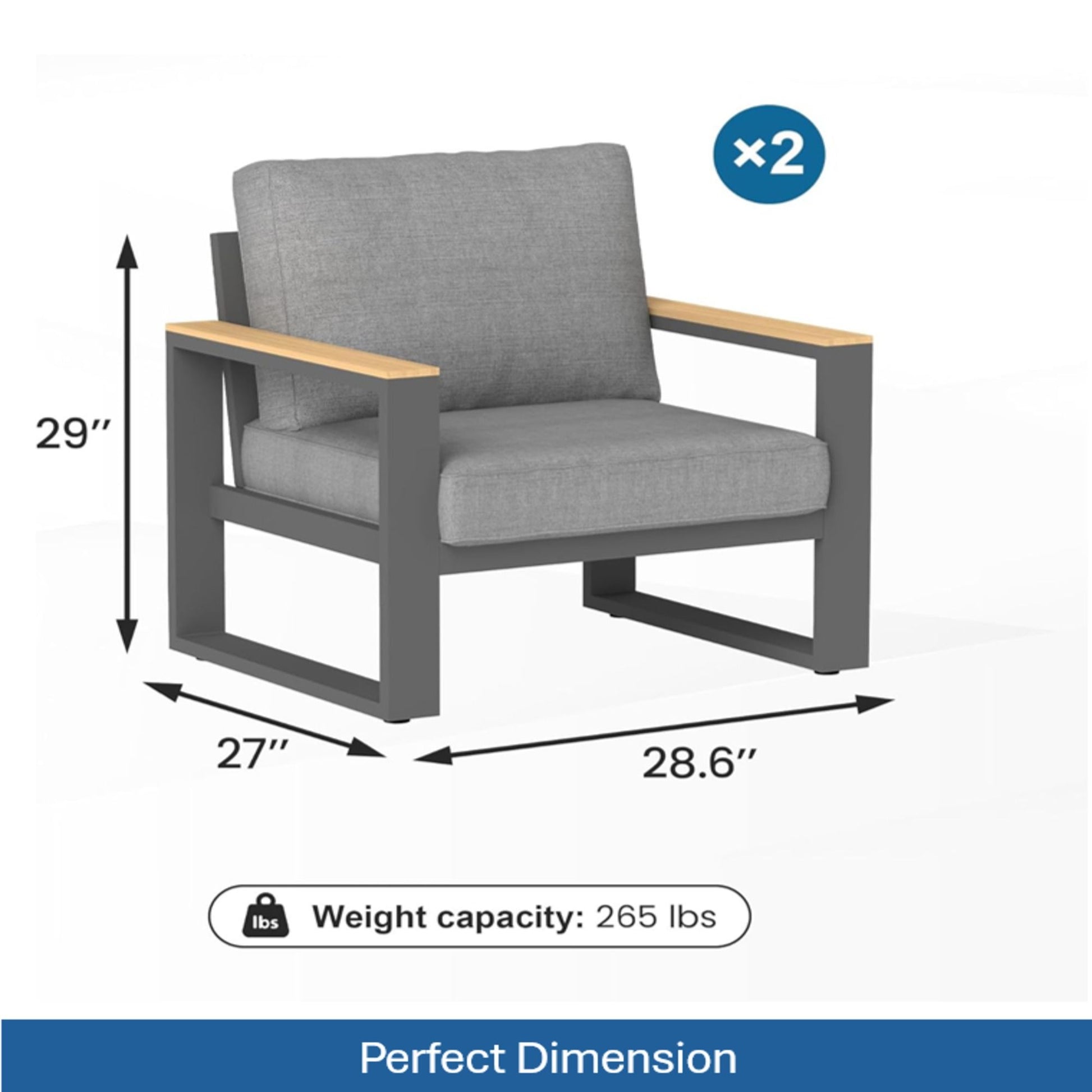 All-Weather Patio Armchairs With Thick Cushions (Set of 2)