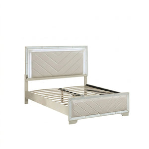 1 Piece Eastern King Size Upholstered Headboard And Footboard With Built In LED Lights