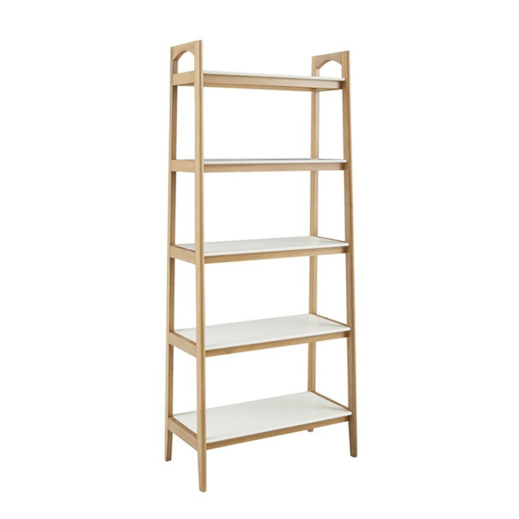 Parker - Bookcase With 5 Shelves - Off White / Natural