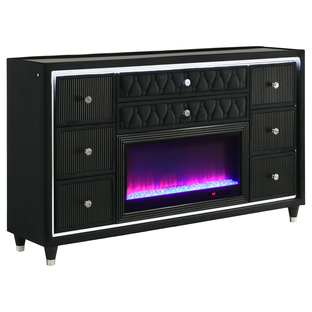 Mika - 8 Drawer LED Fireplace Dresser