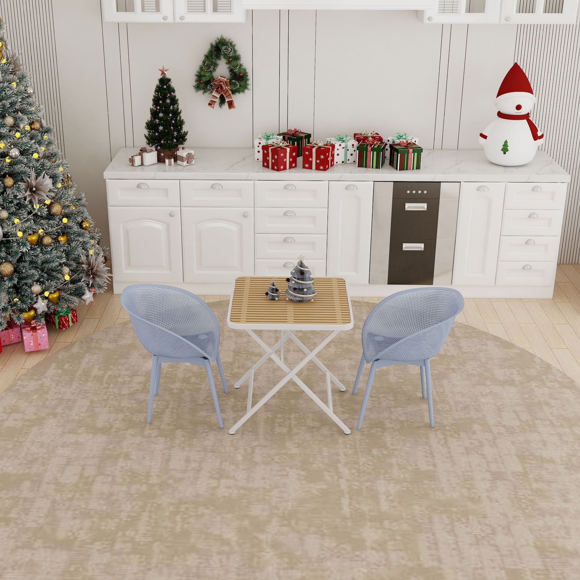 2 Pack Lounge Chair Set & Folding Square Table