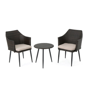 Kenneth - 3 Pieces Chat Set Outdoor Furniture - Brown Multi