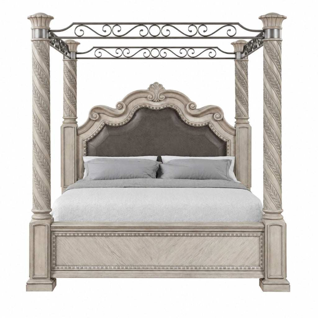 Panel Canopy King Bed - Gray