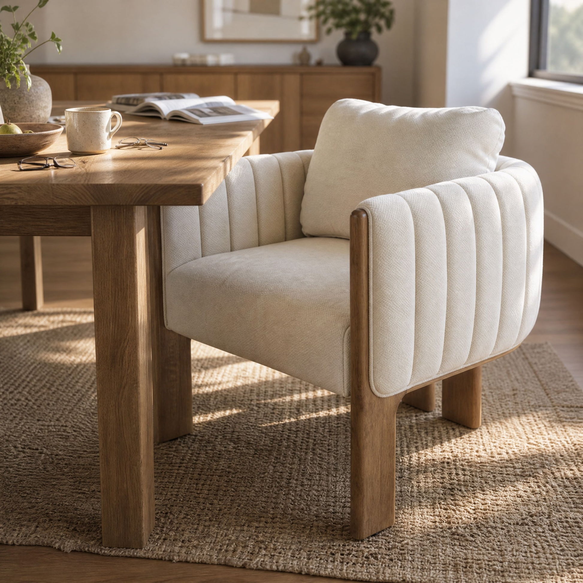 Upholstered Dining Chair With Vertical Channel Tufting