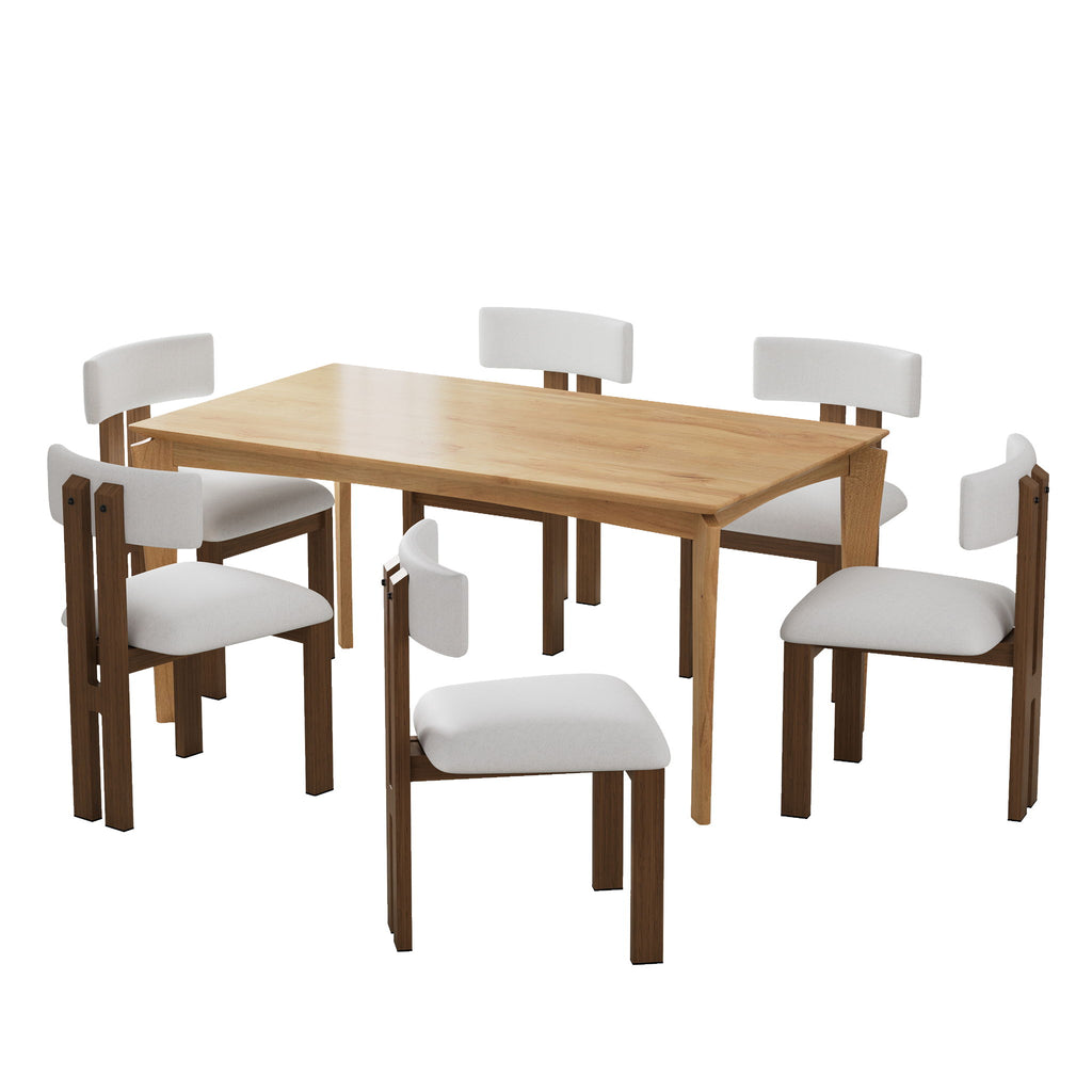 7 Piece Dining Set With Upholstered Armless Chairs And Table