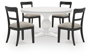 Greddinton - Round Dining Table Set - Black Chairs
