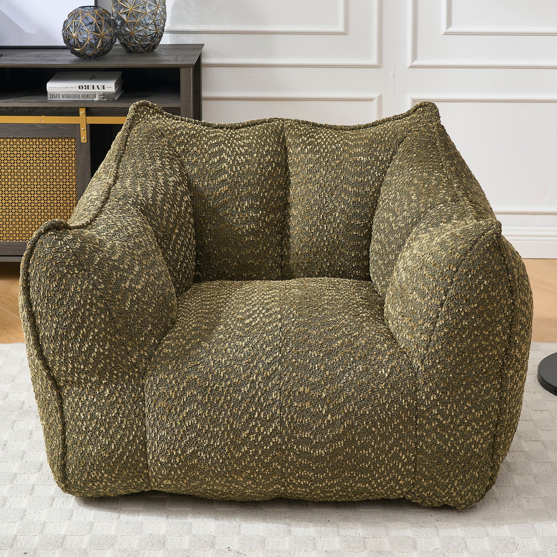 Comfortable Chenille Sofa Chairs With Highly Resilient Foam For Living Rooms And Bedrooms