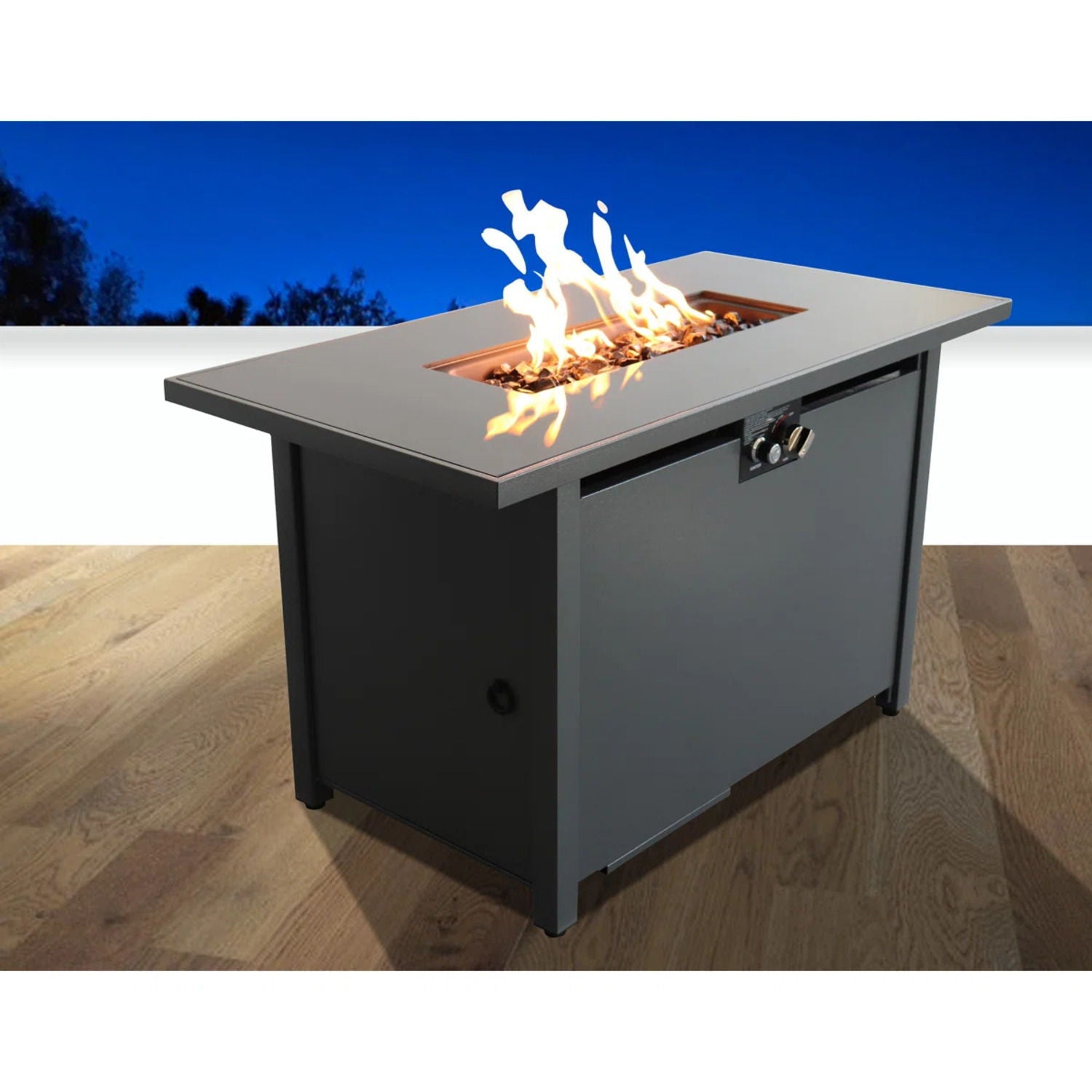 Rectangular Fire Pit With Frame Elegant Design