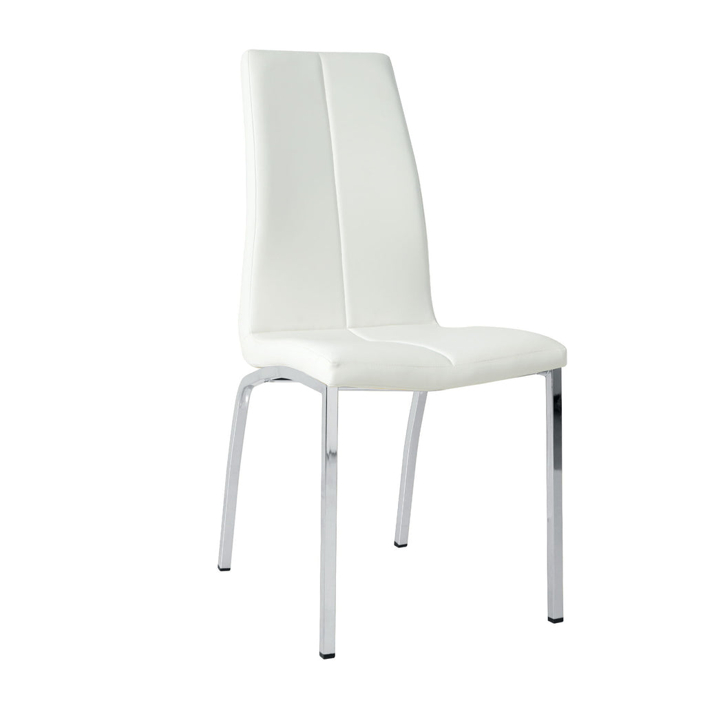Modern Upholstered Dining Chair (Set of 4) With Electroplated Metal Legs - White