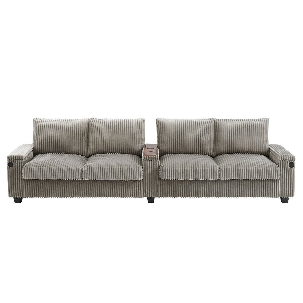 Modern 4 Seater Corduroy Sofa Couch With USB Ports And Hidden Storage