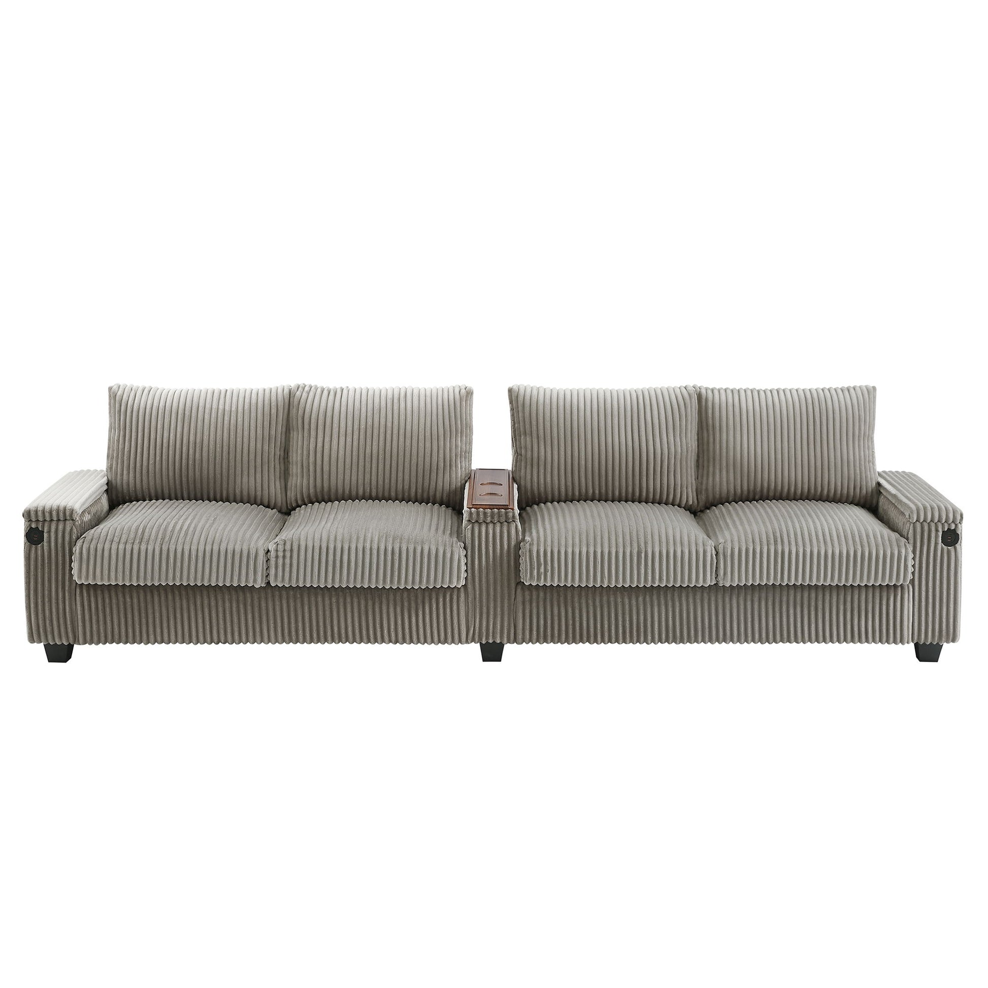 Modern 4 Seater Corduroy Sofa Couch With USB Ports And Hidden Storage