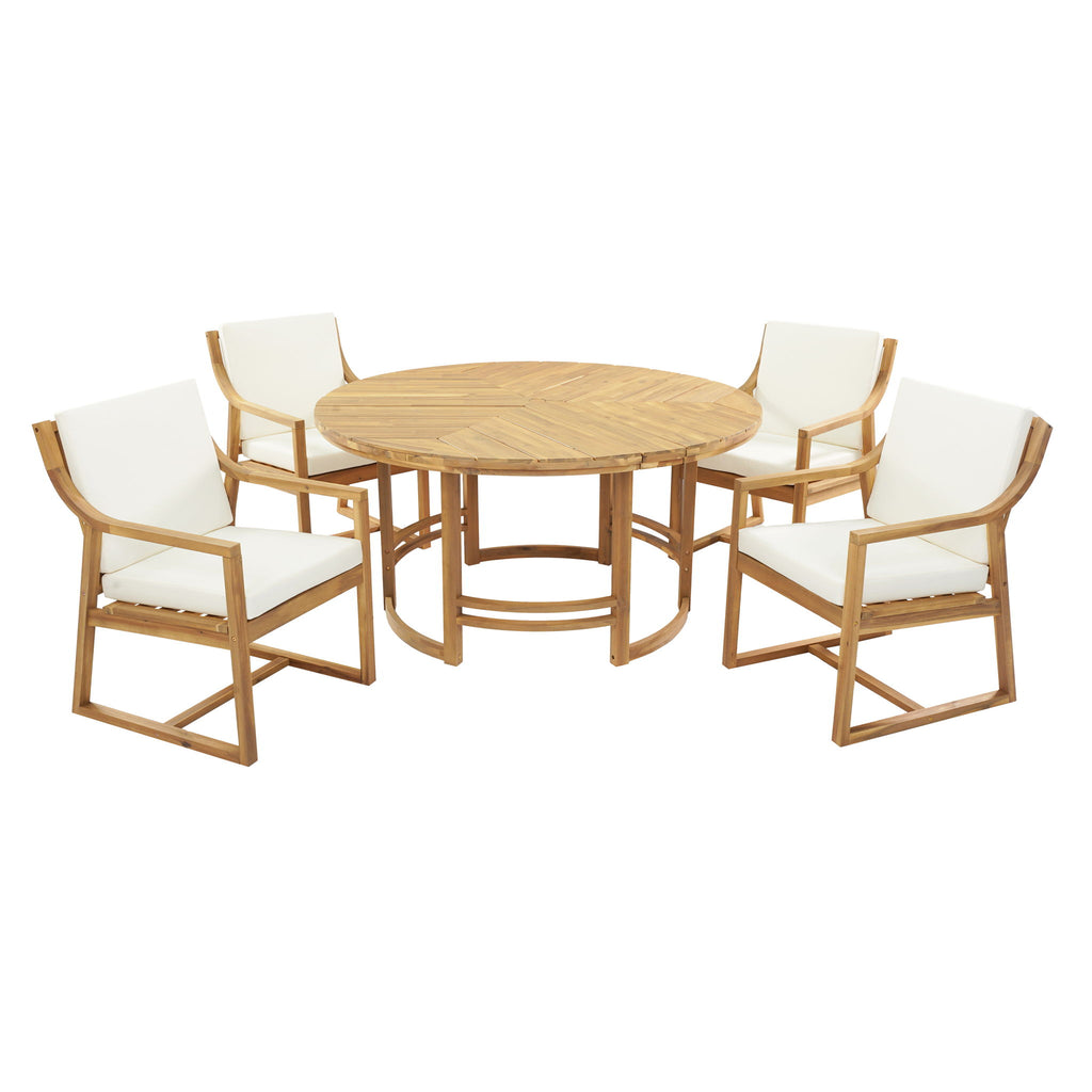 5 Piece Outdoor Dining Set, Patio Table And Chairs With Umbrella Hole