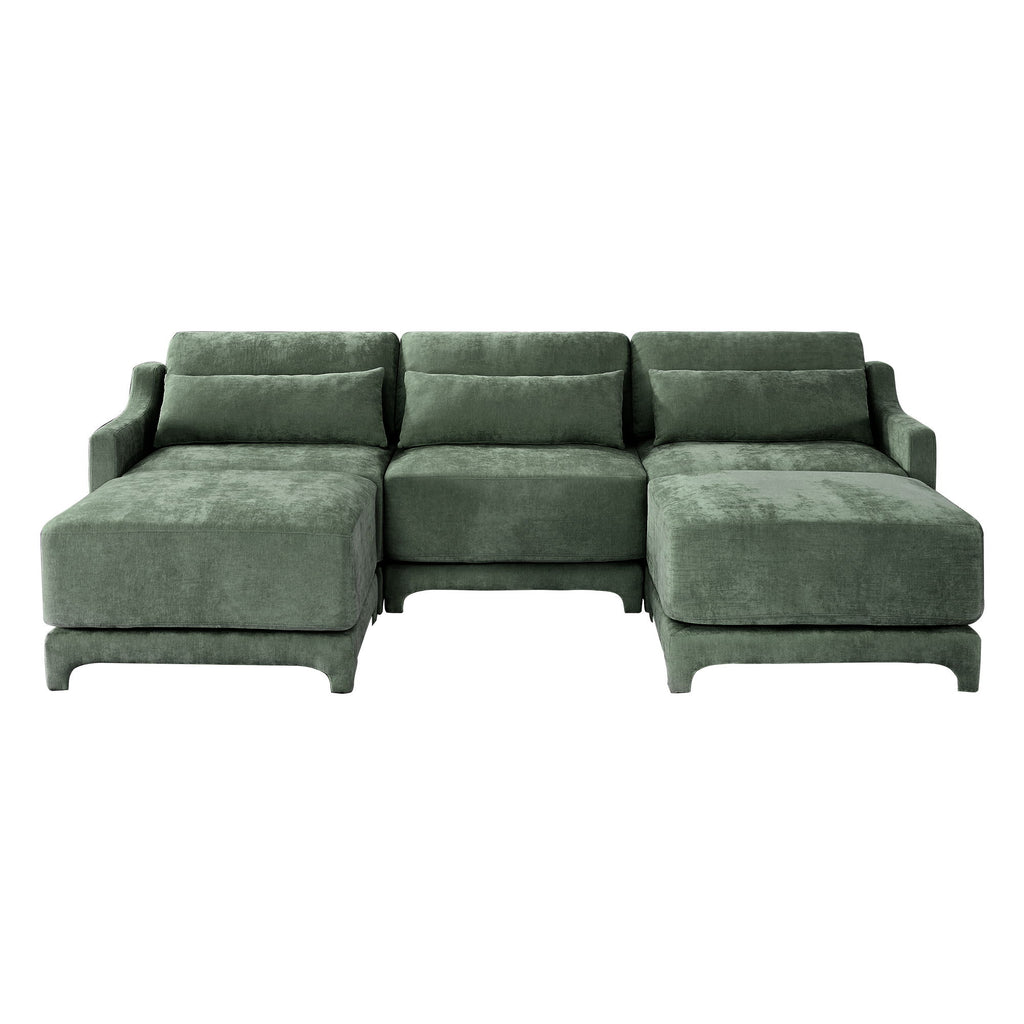 Stylish Sofa With Ottoman And Lumbar Pillows, Ergonomic Design