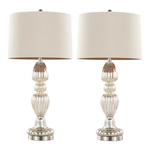 Spade - Contemporary Table Lamp (Set of 2) - Mercury / Nickel / Natural