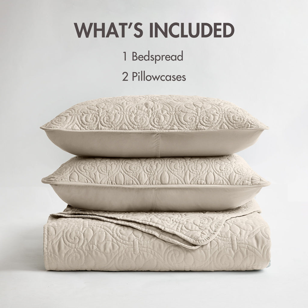 Quebec - King Reversible Bedspread Set - Cream
