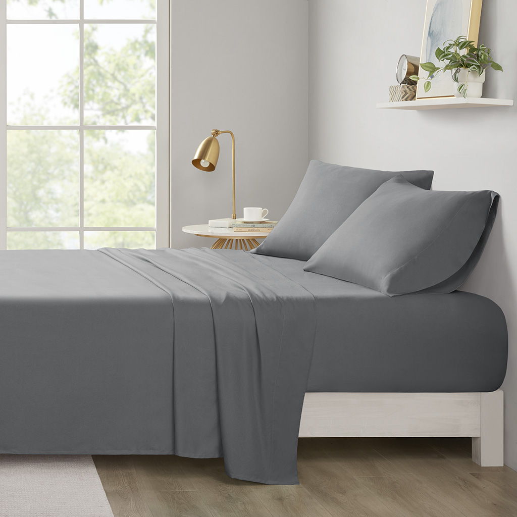 Microfiber - Twin Long All Season Wrinkle Free Sheet Set - Charcoal