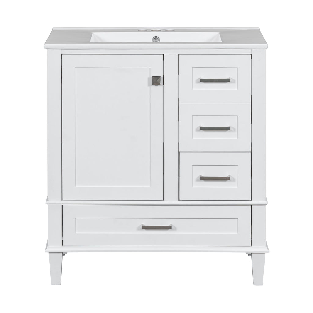 Bathroom Vanity, Modern Bathroom Cabinet With Sink Combo Set, Bathroom Storage Cabinet With A Soft Closing Door And 3 Drawers, Solid Wood Frame