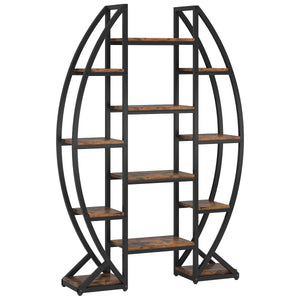 Triple Wide Oval Etagere Bookcase With Shelves For Living Room