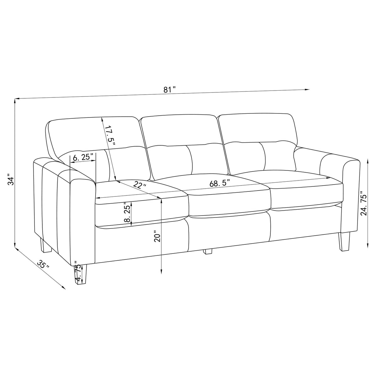 Remington - Sofa With Track Arms