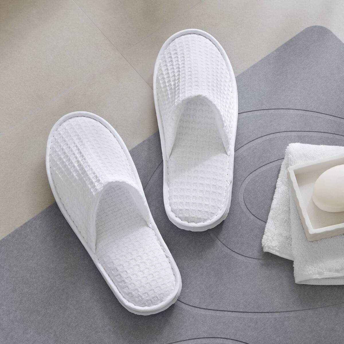 Waffle - Premium Slippers - White