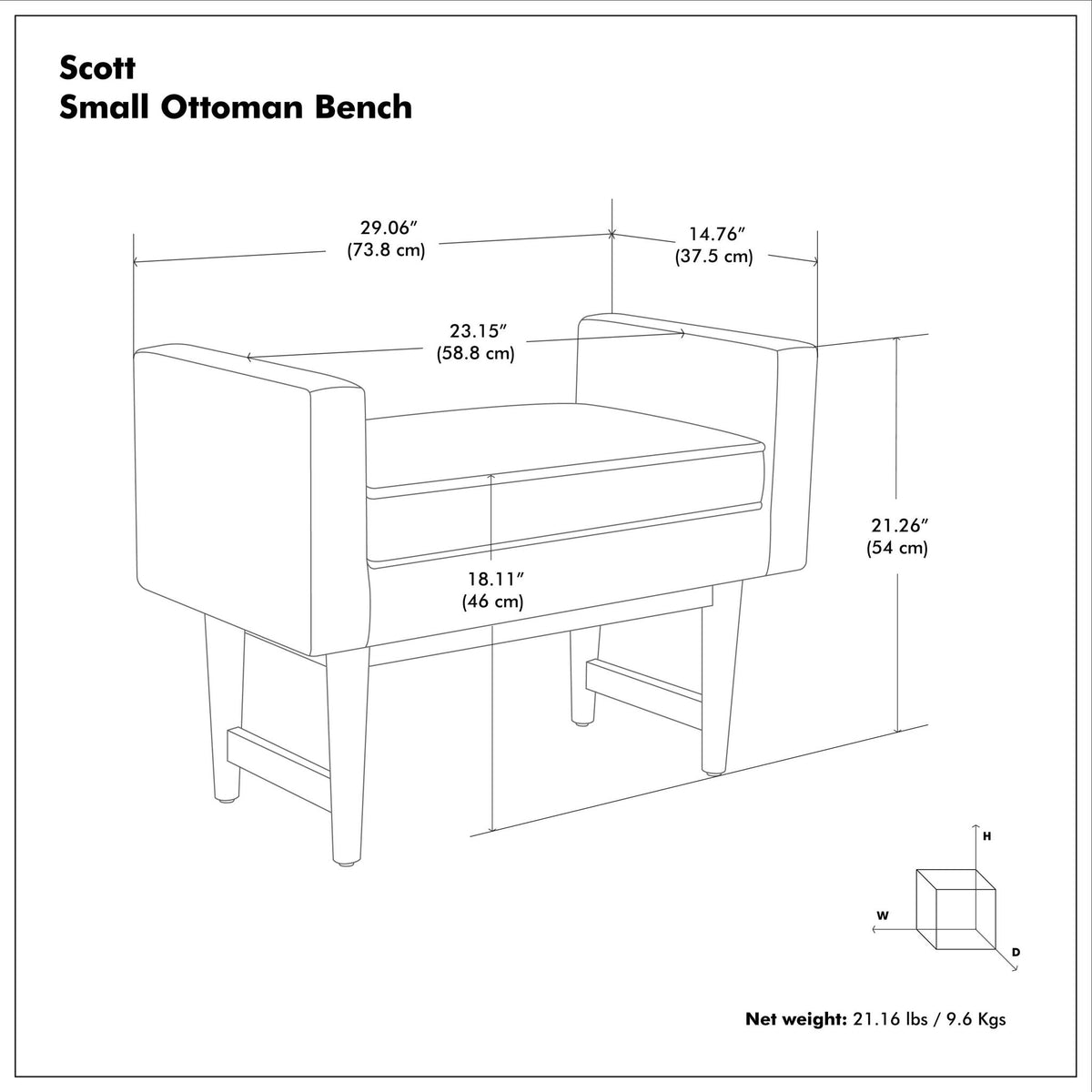 Scott - Upholstered Ottoman Bench