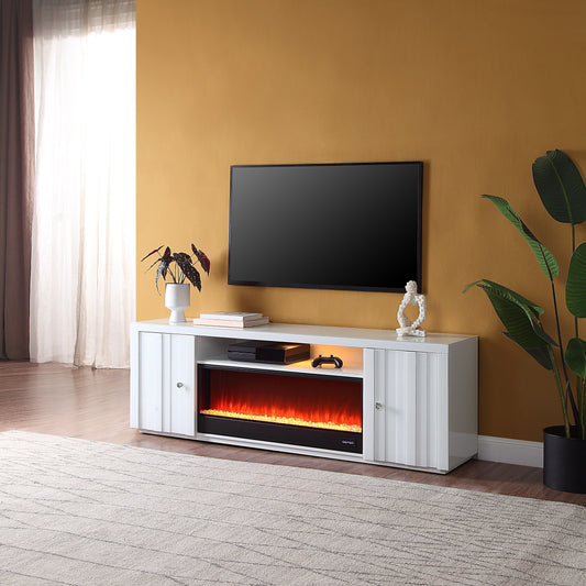 Reid - TV Stand With Fireplace And Speaker - White